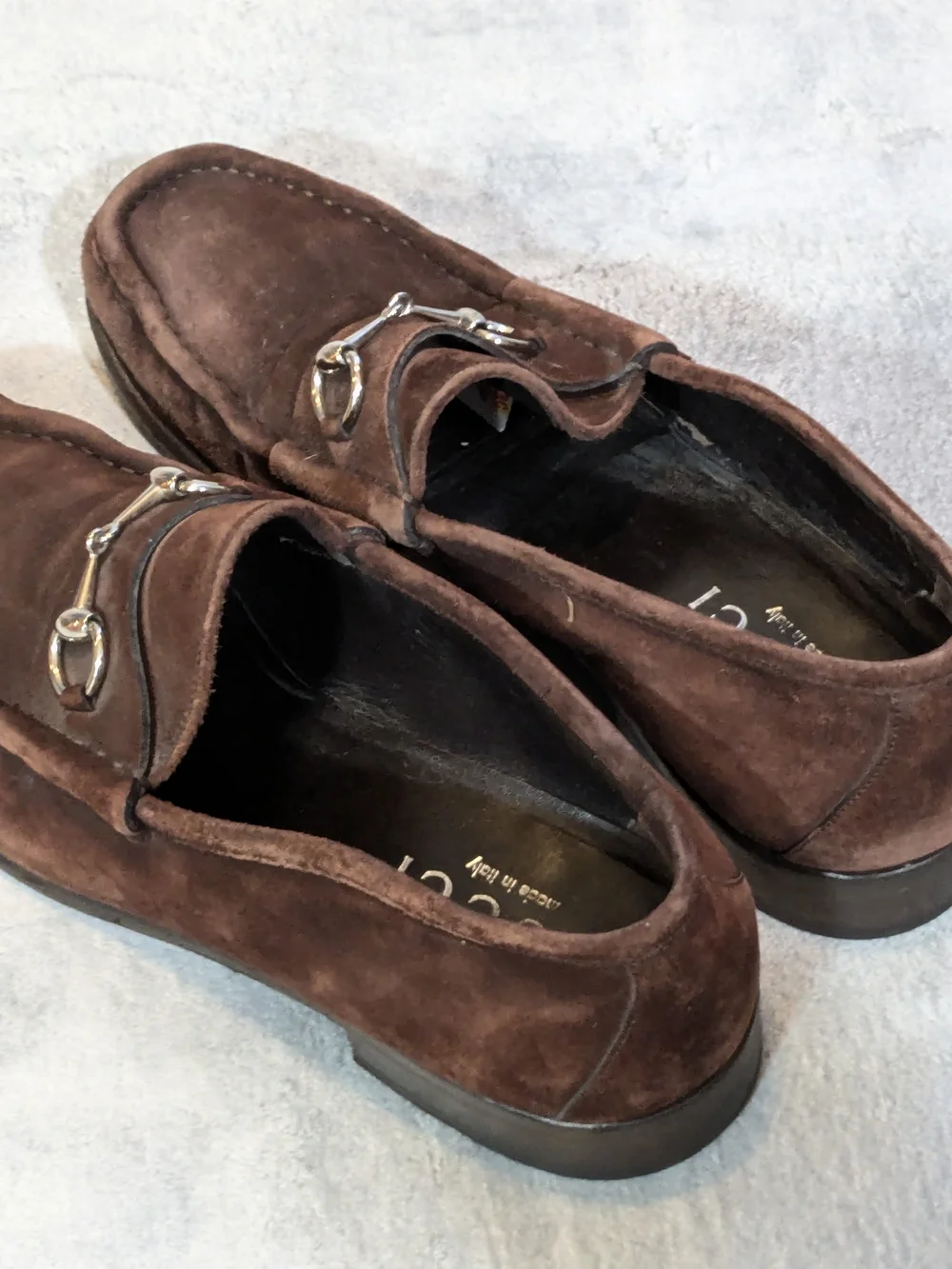Gucci Men’s Brown Suede Horsebit Loafers 13 D